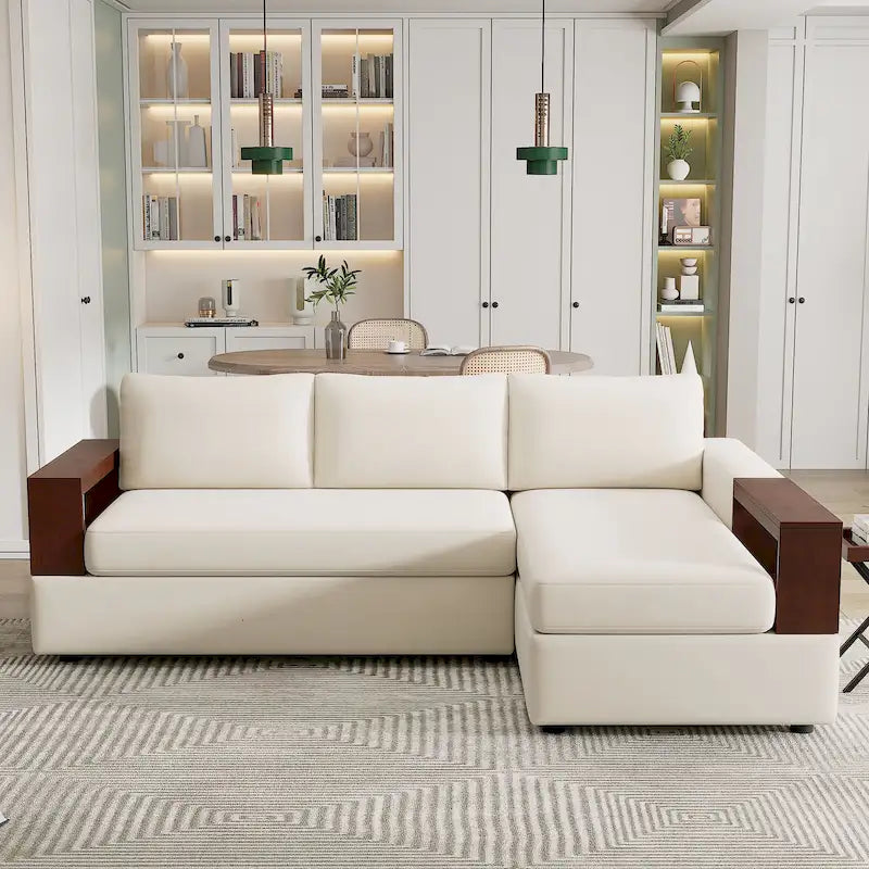 87" L-Shaped Sectional Sofa | Reversible Chaise, Integrated Armrests, Living Room Couch