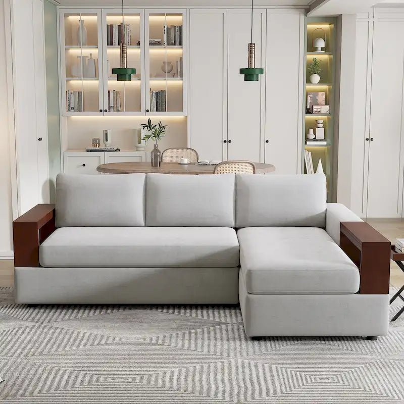 87" L-Shaped Sectional Sofa | Reversible Chaise, Integrated Armrests, Living Room Couch