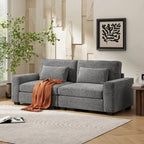 80" 3-Seat Loveseat Sofa | Polyester Upholstery, Solid Wood Frame, Black Legs, Minimalist Style