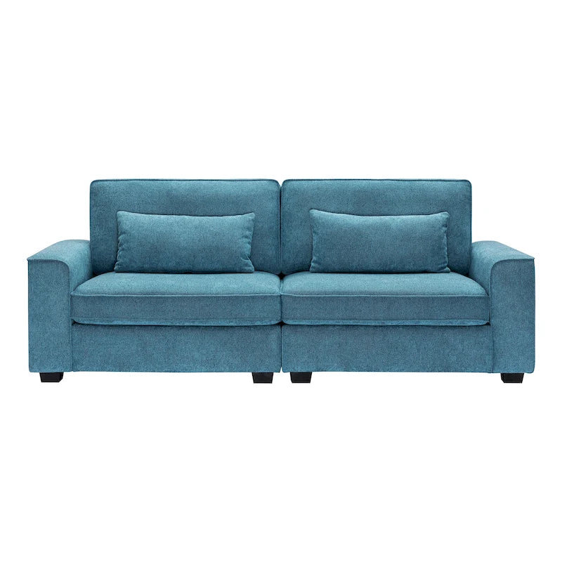 80" 3-Seat Loveseat Sofa | Polyester Upholstery, Solid Wood Frame, Black Legs, Minimalist Style