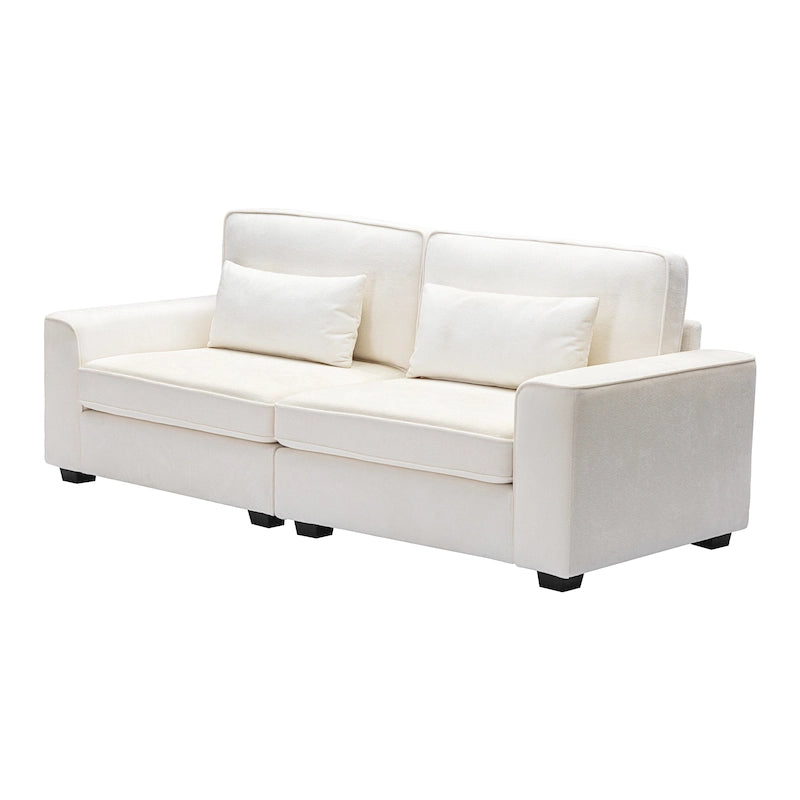 80" 3-Seat Loveseat Sofa | Polyester Upholstery, Solid Wood Frame, Black Legs, Minimalist Style