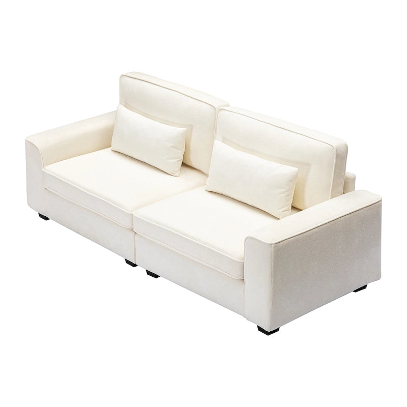 80" 3-Seat Loveseat Sofa | Polyester Upholstery, Solid Wood Frame, Black Legs, Minimalist Style