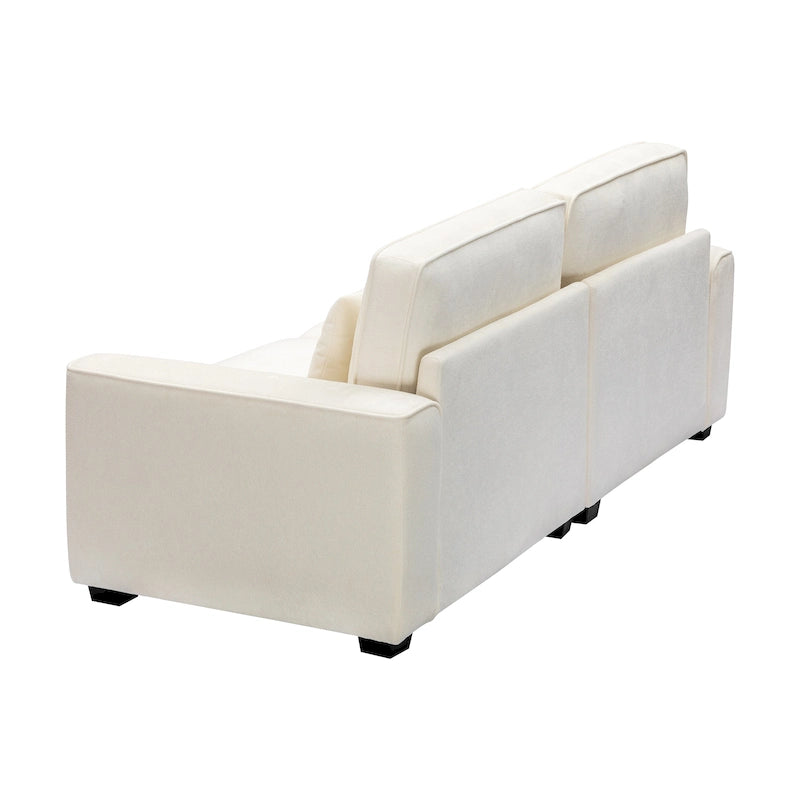 80" 3-Seat Loveseat Sofa | Polyester Upholstery, Solid Wood Frame, Black Legs, Minimalist Style