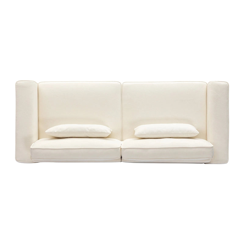 80" 3-Seat Loveseat Sofa | Polyester Upholstery, Solid Wood Frame, Black Legs, Minimalist Style