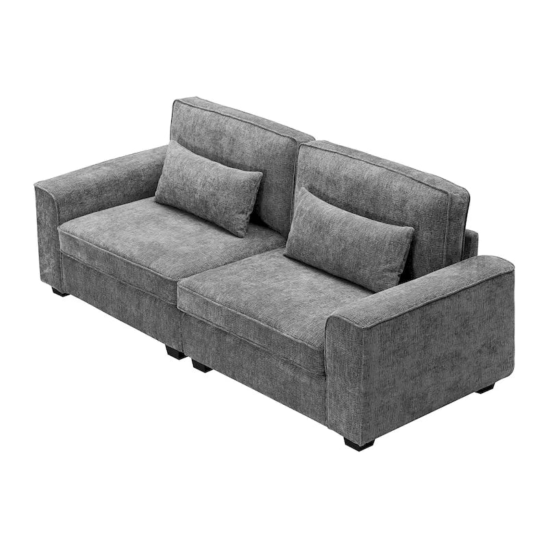 80" 3-Seat Loveseat Sofa | Polyester Upholstery, Solid Wood Frame, Black Legs, Minimalist Style
