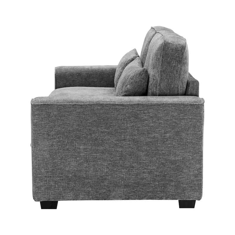 80" 3-Seat Loveseat Sofa | Polyester Upholstery, Solid Wood Frame, Black Legs, Minimalist Style