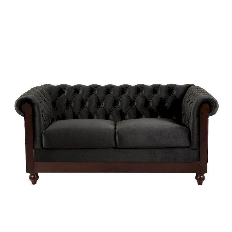 Velvet Loveseat Sofa | Button Tufted, Rolled Arms, 2-Seat Living Room Couch