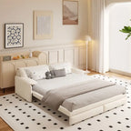 British Style Cube Ottoman Footstool | Upholstered, Compact, Living Room & Bedroom Footrest