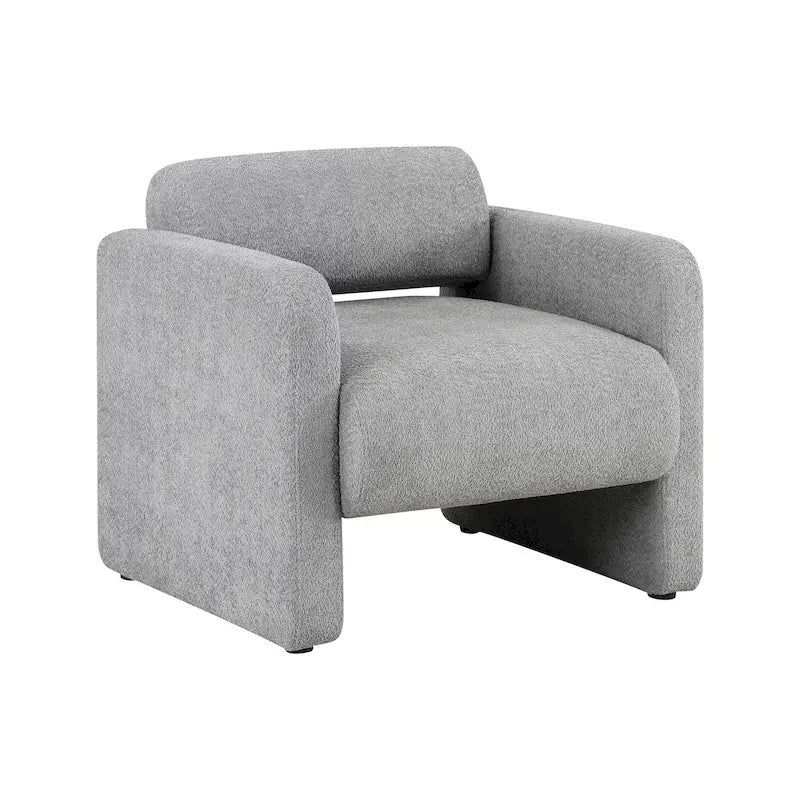 Modern Boucle Fabric Accent Chair with Arms | Upholstered Single Sofa, Living Room Chair