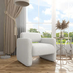 Modern Boucle Fabric Accent Chair with Arms | Upholstered Single Sofa, Living Room Chair