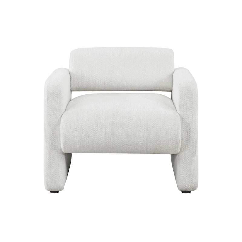Modern Boucle Fabric Accent Chair with Arms | Upholstered Single Sofa, Living Room Chair