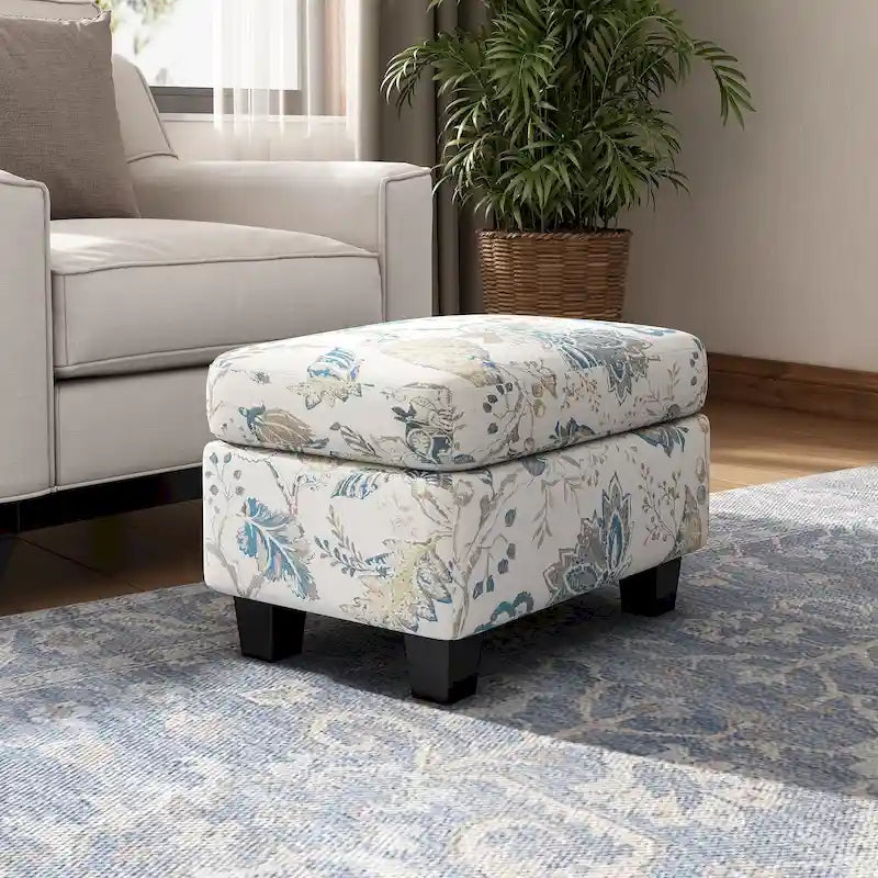 Contemporary Fabric Ottoman | Birch Wood Legs, 300 lb Capacity, 24"W x 18"D x 16"H, Multiple Colors