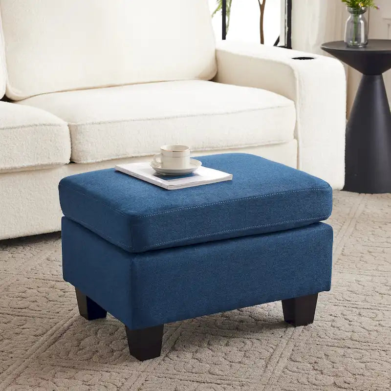 Contemporary Fabric Ottoman | Birch Wood Legs, 300 lb Capacity, 24"W x 18"D x 16"H, Multiple Colors