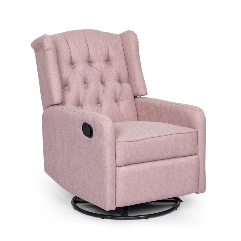 Contemporary Tufted Wingback Swivel Recliner | 360° Swivel, Upholstered, Living Room Chair