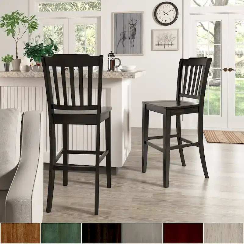 Eleanor Slat Back Bar Height Chairs (Set of 2) by iNSPIRE Q Classic