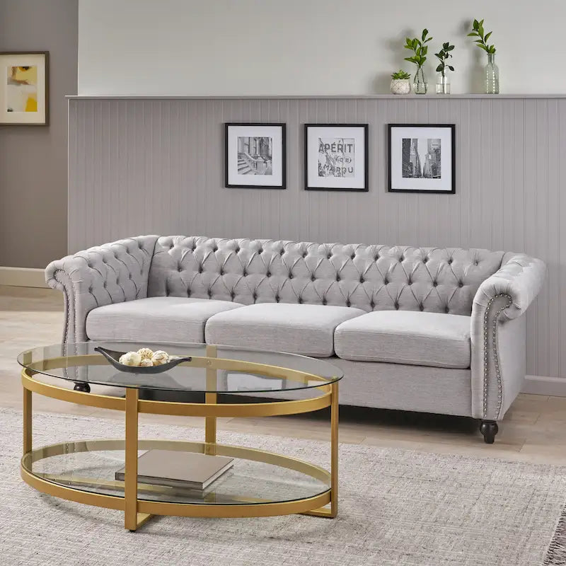 Tufted Chesterfield 3-Seat Sofa | Upholstered, Rolled Arms, Classic Living Room Couch