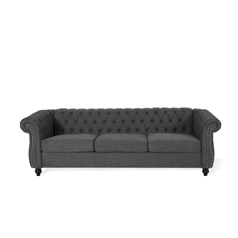 Tufted Chesterfield 3-Seat Sofa | Upholstered, Rolled Arms, Classic Living Room Couch