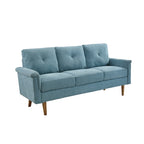 Mid-Century Modern 3-Seat Sofa | Breathable Polyester Suede | High Rebound Cushions | Wood Legs