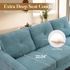 Mid-Century Modern 3-Seat Sofa | Breathable Polyester Suede | High Rebound Cushions | Wood Legs