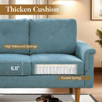 Mid-Century Modern 3-Seat Sofa | Breathable Polyester Suede | High Rebound Cushions | Wood Legs