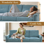 Mid-Century Modern 3-Seat Sofa | Breathable Polyester Suede | High Rebound Cushions | Wood Legs