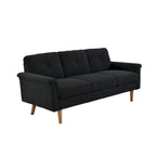 Mid-Century Modern 3-Seat Sofa | Breathable Polyester Suede | High Rebound Cushions | Wood Legs