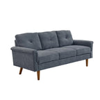 Mid-Century Modern 3-Seat Sofa | Breathable Polyester Suede | High Rebound Cushions | Wood Legs
