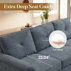 Mid-Century Modern 3-Seat Sofa | Breathable Polyester Suede | High Rebound Cushions | Wood Legs