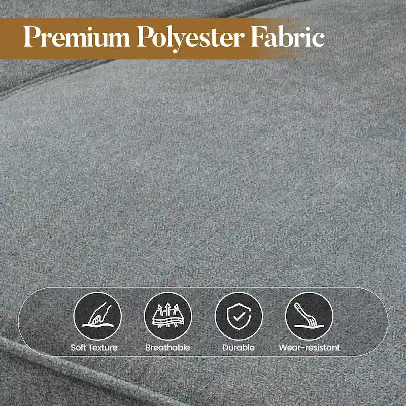 Mid-Century Modern 3-Seat Sofa | Breathable Polyester Suede | High Rebound Cushions | Wood Legs