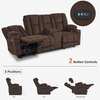 Electric Power Reclining Sofa | Massage, Lumbar Heat, Fabric Upholstery, Living Room Recliner