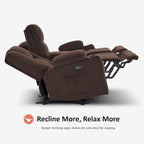 Electric Power Reclining Sofa | Massage, Lumbar Heat, Fabric Upholstery, Living Room Recliner