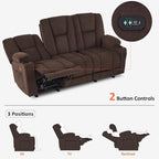 Electric Power Reclining Sofa | Massage, Lumbar Heat, Fabric Upholstery, Living Room Recliner