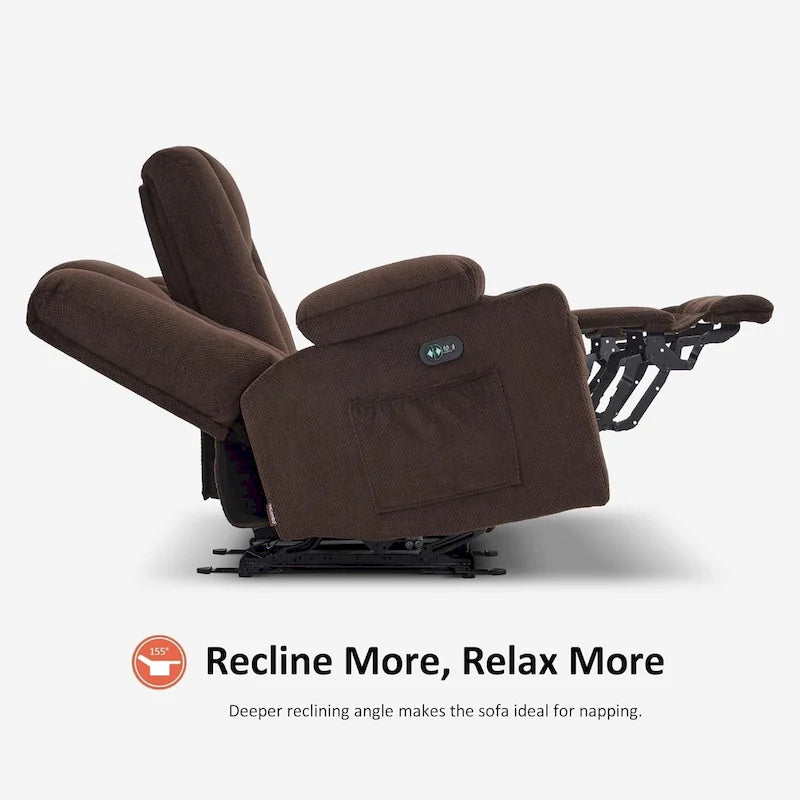 Electric Power Reclining Sofa | Massage, Lumbar Heat, Fabric Upholstery, Living Room Recliner