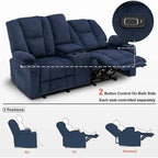 Electric Power Reclining Sofa | Massage, Lumbar Heat, Fabric Upholstery, Living Room Recliner