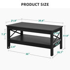 Farmhouse Coffee Table with Storage 2-Tier Center Table for Living Room