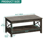 Farmhouse Coffee Table with Storage 2-Tier Center Table for Living Room