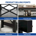 Farmhouse Coffee Table with Storage 2-Tier Center Table for Living Room