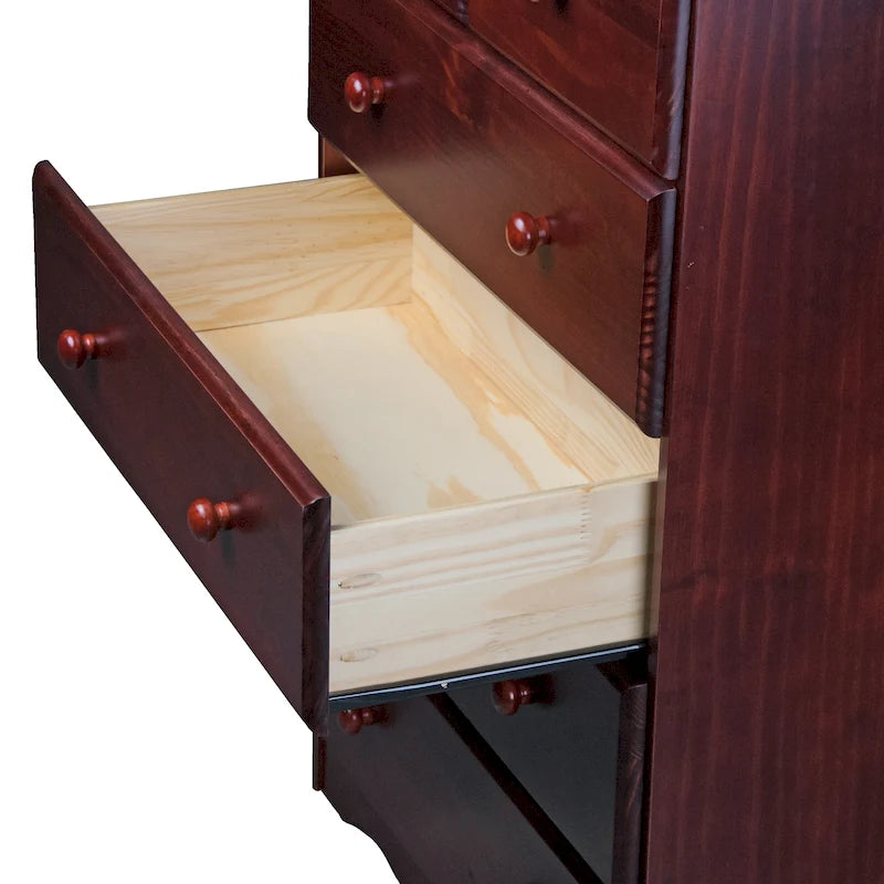 100% Solid Wood 5-Drawer Chest with Metal or Wooden Knobs