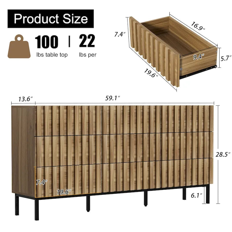 9 Drawers Chest Of Dresser Storage Tower Cabinet Bedroom Organizer