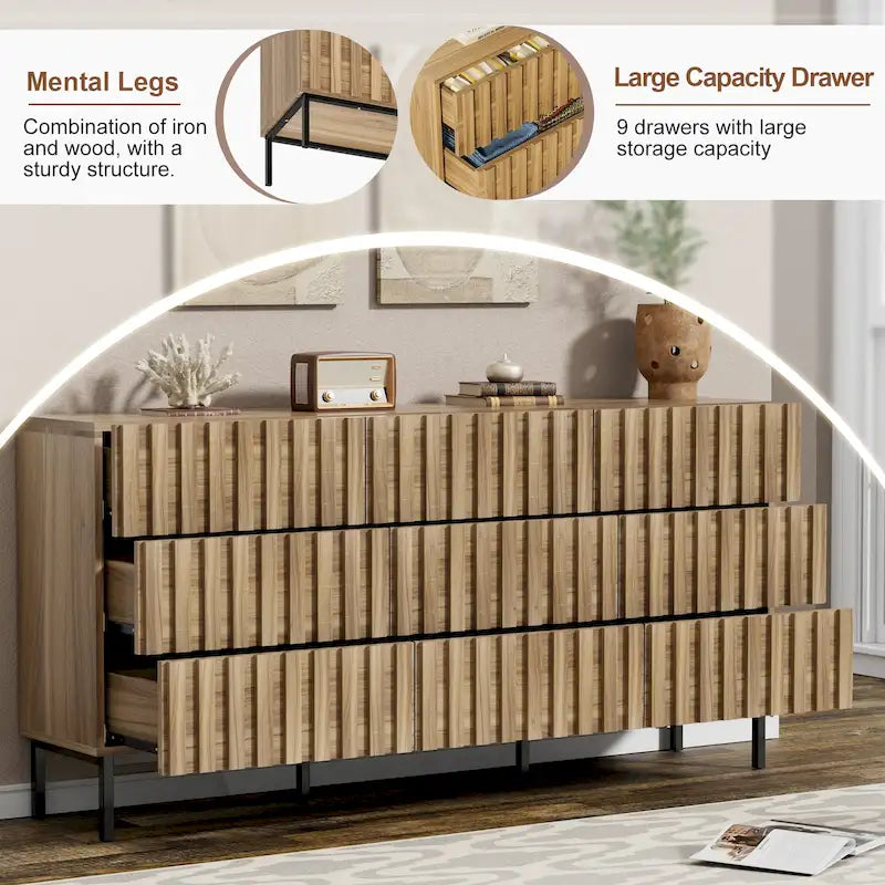 9 Drawers Chest Of Dresser Storage Tower Cabinet Bedroom Organizer