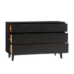 Mid-Century Modern Solid Wood 6-Drawer Dresser | Bedroom Storage, Dovetail Joints, Natural Finish