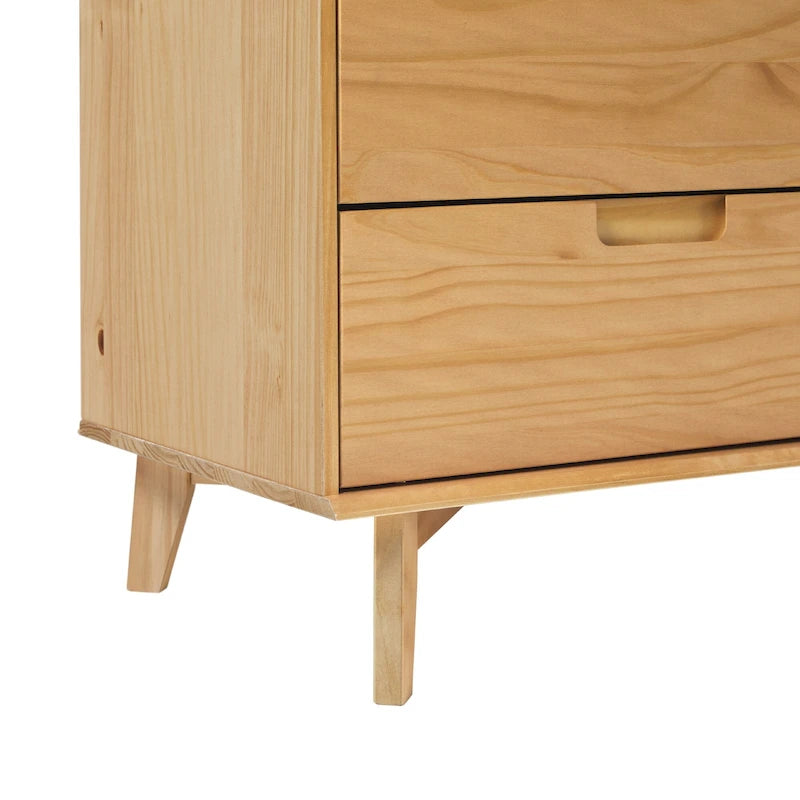 Mid-Century Modern Solid Wood 6-Drawer Dresser | Bedroom Storage, Dovetail Joints, Natural Finish