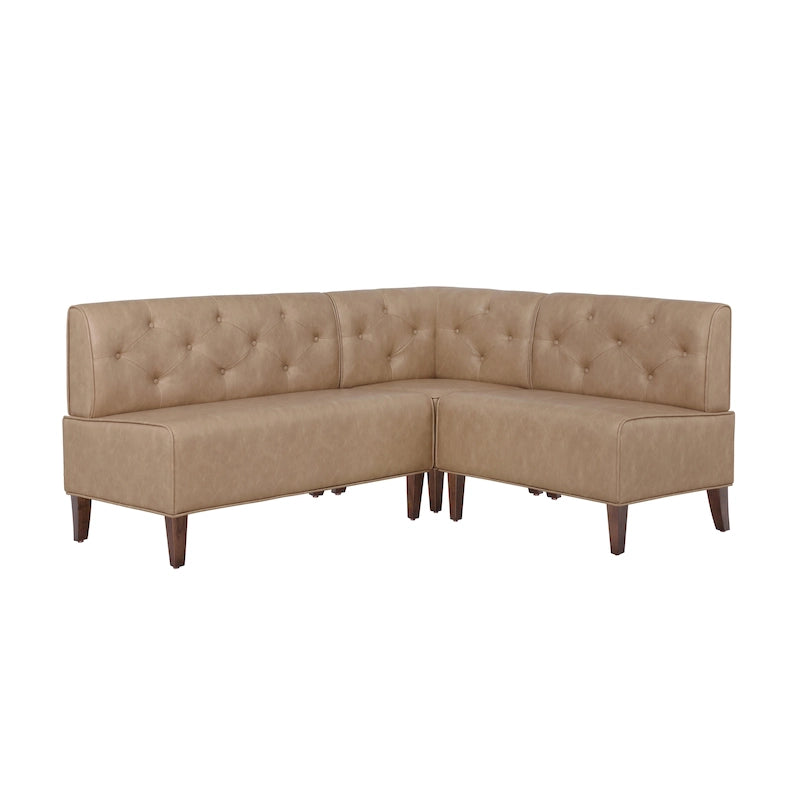 Modern Farmhouse Corner Nook Bench | Polyester or Faux Leather | Solid Wood Legs | Dining Set