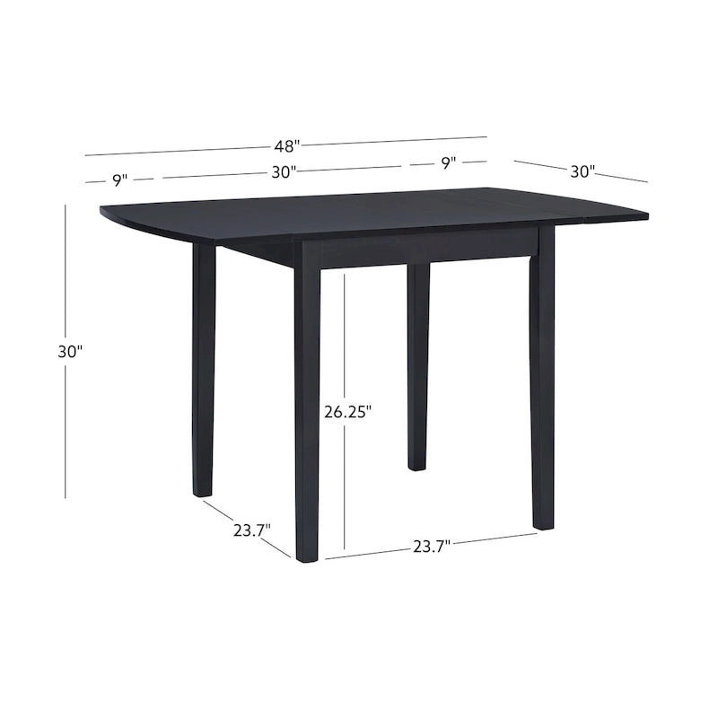 48" Square Drop Leaf Dining Table | Solid Rubberwood | Seats 2-6 | Space-Saving Design