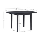 48" Square Drop Leaf Dining Table | Solid Rubberwood | Seats 2-6 | Space-Saving Design