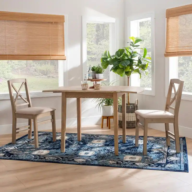 48" Square Drop Leaf Dining Table | Solid Rubberwood | Seats 2-6 | Space-Saving Design