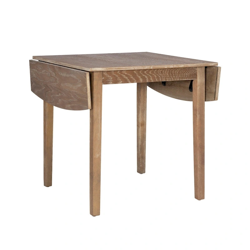 48" Square Drop Leaf Dining Table | Solid Rubberwood | Seats 2-6 | Space-Saving Design