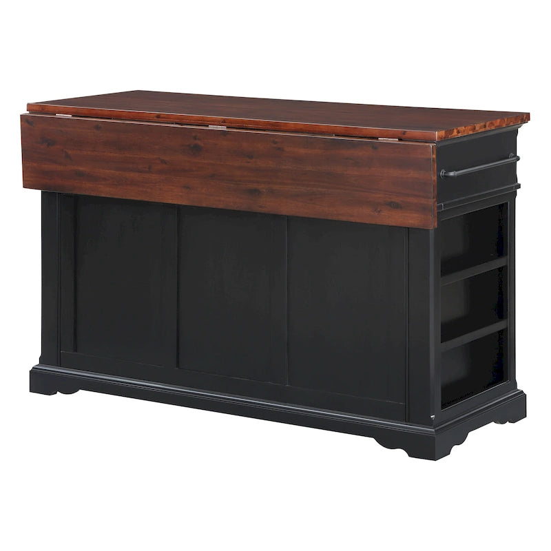 Farmhouse Kitchen Island with 3 Drawers, 3 Doors, Spice Rack & Sheet Pan Storage | Wood