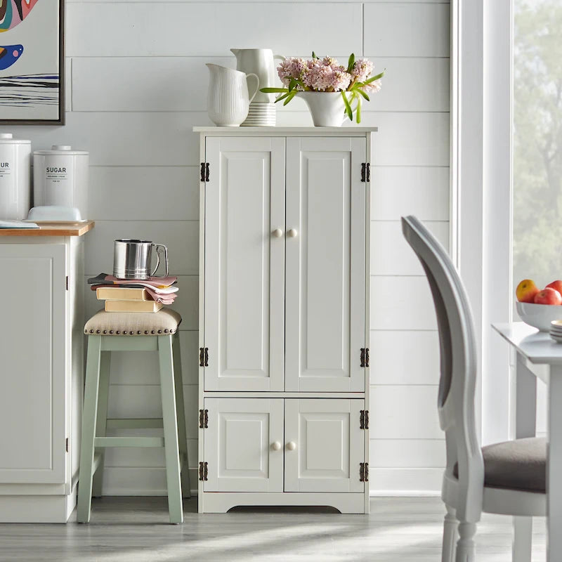 Tall Pantry Storage Cabinet with Adjustable Shelves | 2 Fixed + 2 Adjustable Shelves | Kitchen