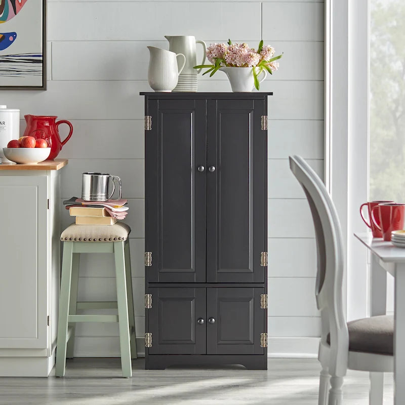 Tall Pantry Storage Cabinet with Adjustable Shelves | 2 Fixed + 2 Adjustable Shelves | Kitchen